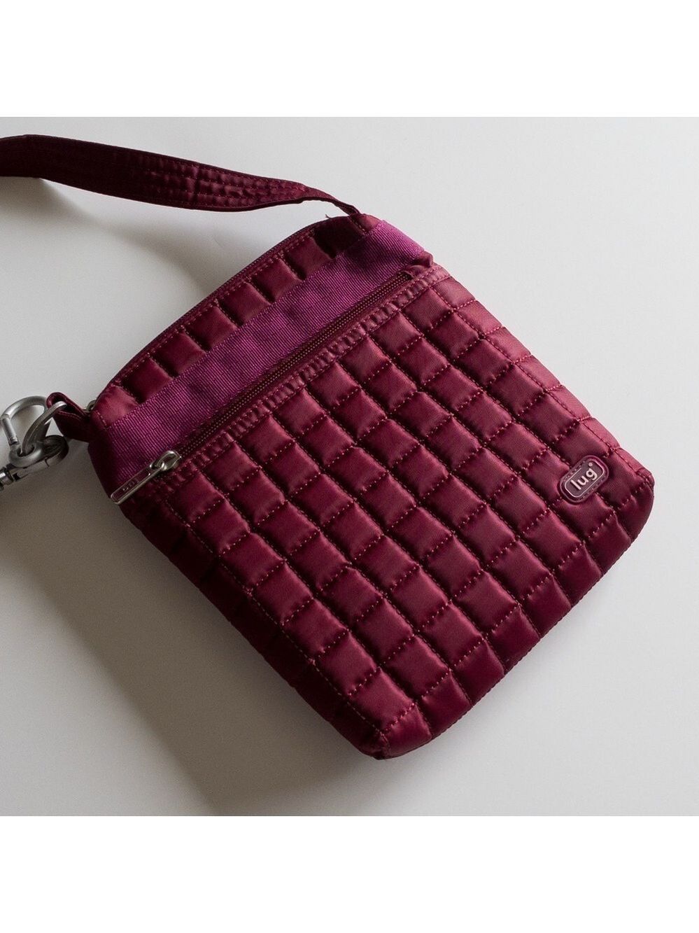 Lug Skipper Quilted Crossbody Bag Purse Pink Cranberry Wine Travel Small Zip